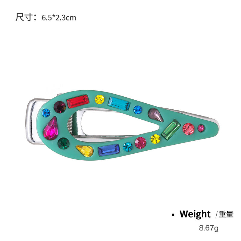 Wholesale Candy Colored Resin Studded Diamond Pointed Hair Clips